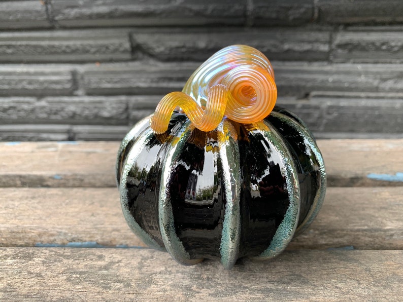 9 Long Decorative Gourd Avalon Glassworks Bright with Brown Stem Green Glass Cocoa Pod Cacao Bean Cacao Chocolate Industry Award