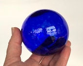 Single Float, Cobalt Dark Blue 2.75" Hand Blown Glass Decorative Ball Small Transparent Interior Design Sphere Garden Orb, Avalon Glassworks
