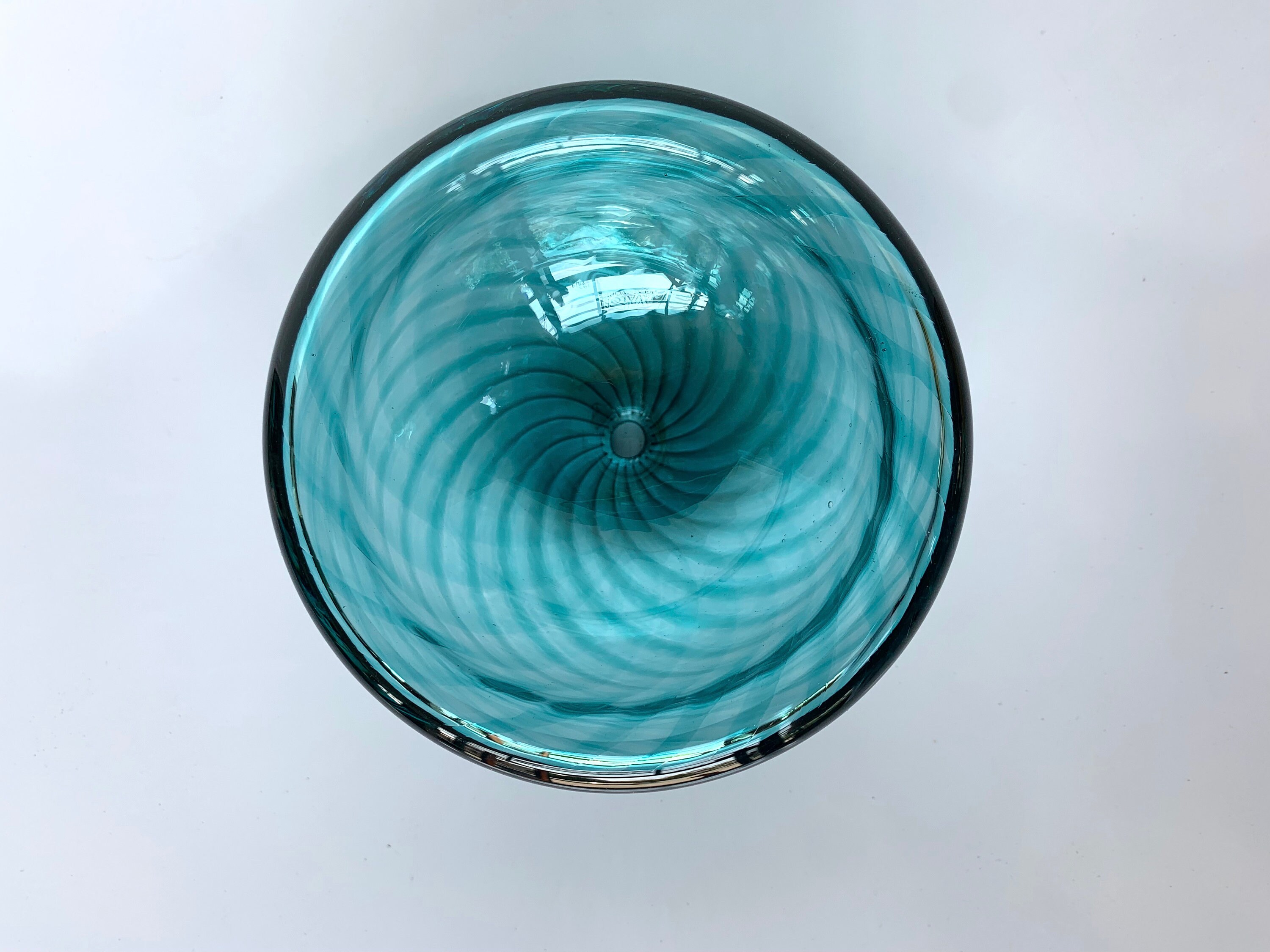 Aqua Hand Blown Glass Bowl 4.25 DoubleWall Style Optic Etsy