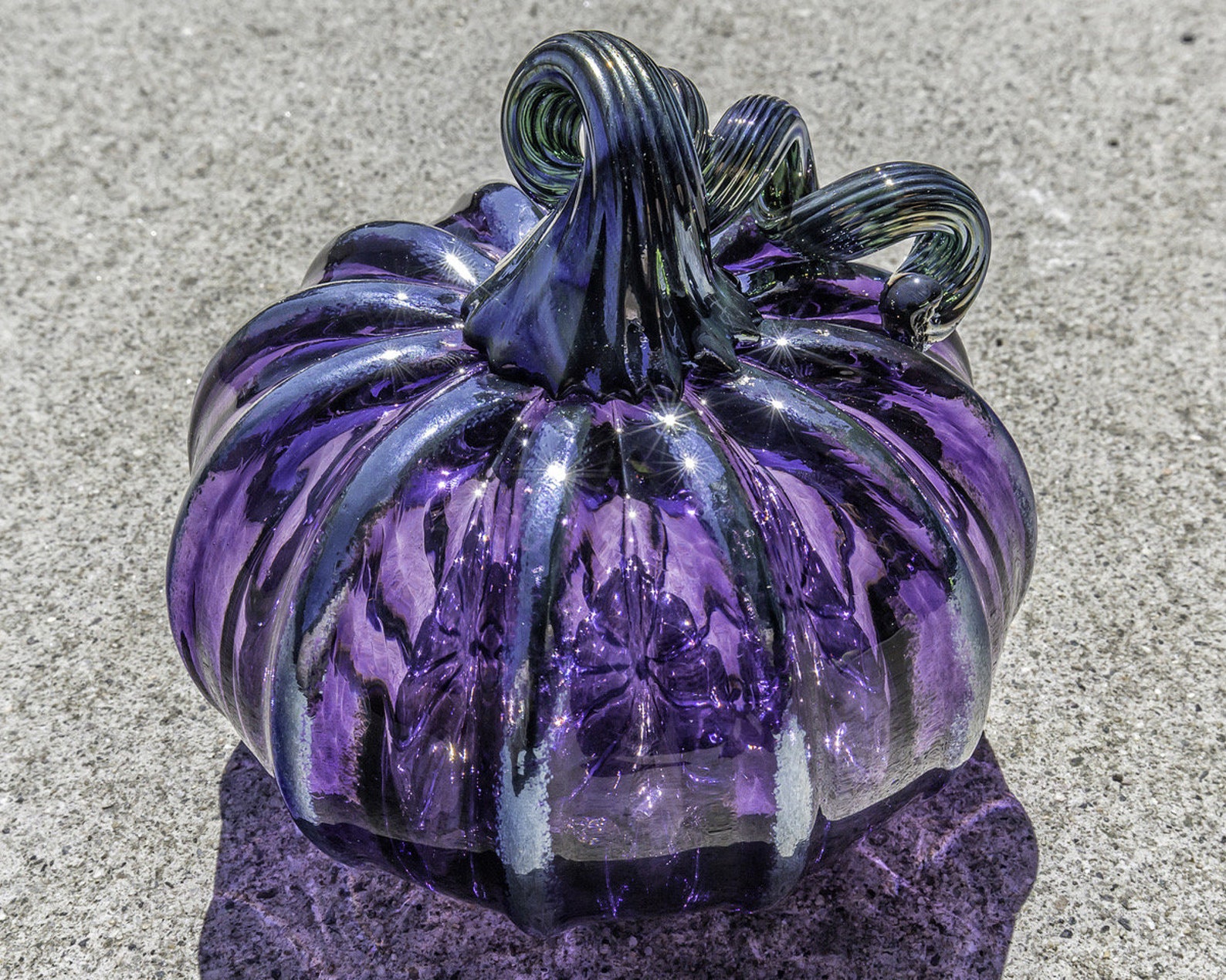Purple Blown Glass Pumpkin 4 Decorative Sculpture with | Etsy