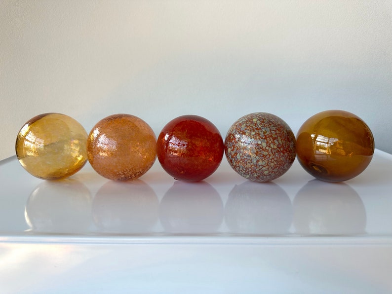 Earth Tone Blown Glass Floats Set of 5 Natural Color Balls image 2