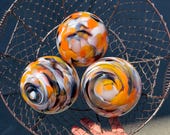 Blown Glass "Goldfish" Floats: Set of 3 Pond Balls, 4.25" Orbs - Avalon Glassworks