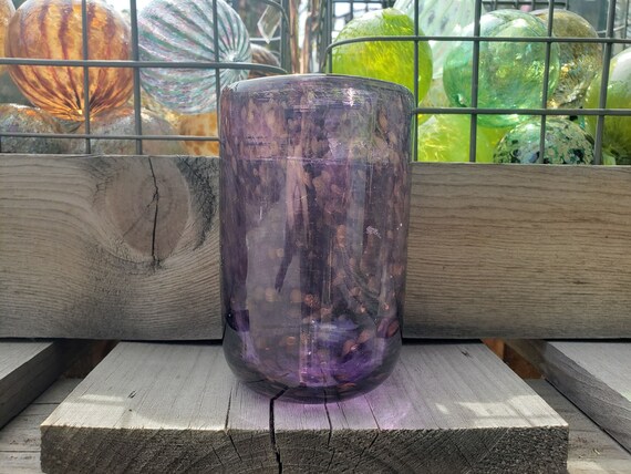 Purple Gold Glass Desk Accessory Set With Heart Paperweight Etsy