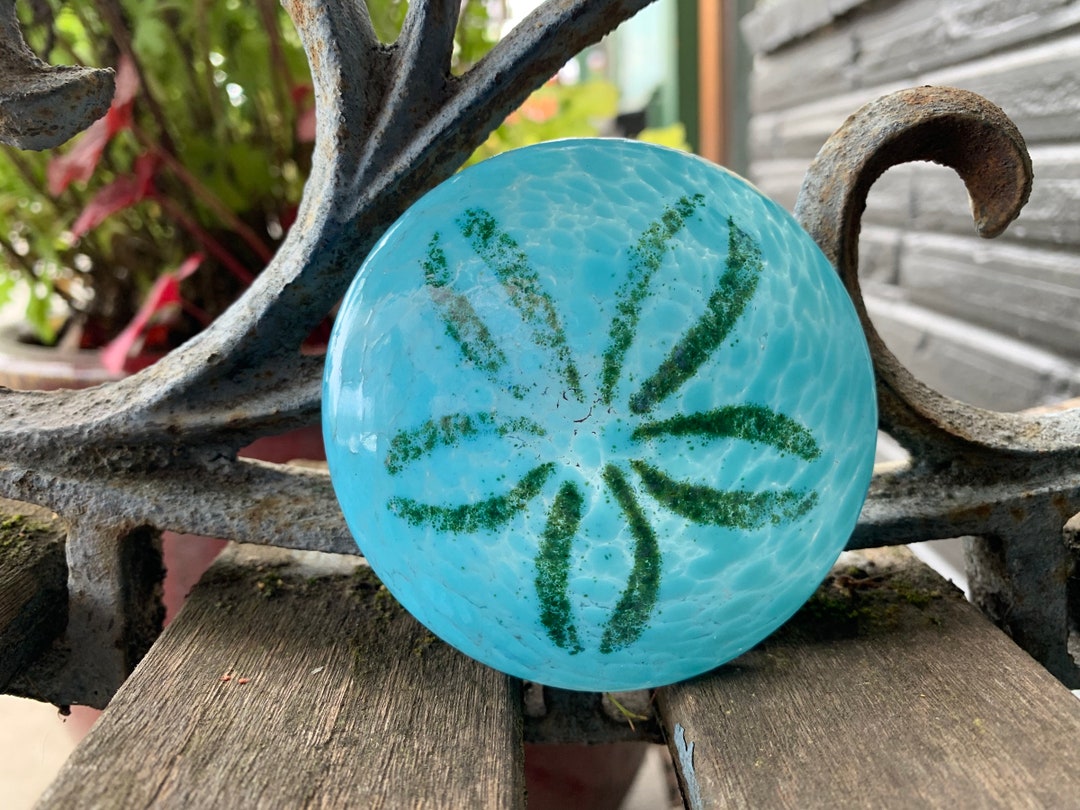 Turquoise Blue Glass Sand Dollar Sculpture Table Decoration - Etsy