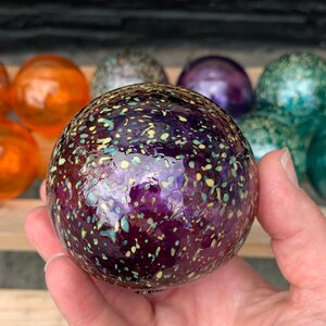 Teal Orange Purple Spot Floats, Set of 12 Decorative Blown Glass Balls Small Pond Spheres Outdoor Garden Art Coastal Decor Avalon Glassworks image 10