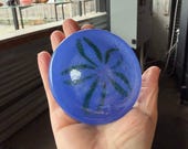 Blue Glass Sand Dollar Decoration: 3.25" Seashell Sculpture - Avalon Glassworks