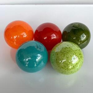 Mid-Century Colorful Set of Five 2.75 Glass Floats Garden image 2