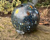 Black Cosmic Galaxy Mix Glass Float, Dark Nautical Blown 4" Decor Ball, Interior Design Sphere, Outdoor Pond Globe Orb, Avalon Glassworks