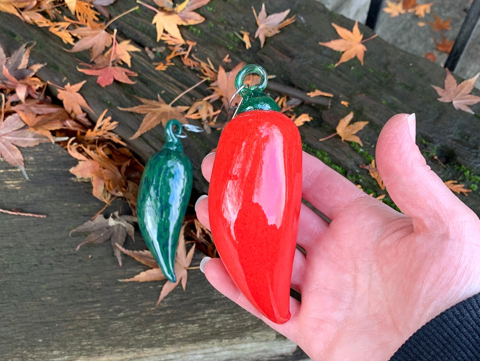 Glass Pepper Ornaments Red and Green Chili Peppers 5 Etsy