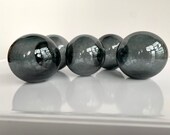 Smoke Glass Floats, Dark Gray Transparent Decorative Balls, Set of 5 Small Grey Garden Spheres Outdoor Indoor 1980s Decor, Avalon Glassworks