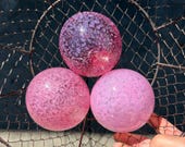Pink Blown Glass Balls: Set of 3 Garden Balls, 3.5" Orbs - Avalon Glassworks