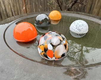 Little Koi Fish, Set of 5 Hand Blown Glass Balls, Small Interior Design Art Spheres, Garden Pond Orbs, Orange White Black, Avalon Glassworks
