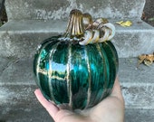 Vessel Glass Handblown Pumpkin - Amber & Iridescent Dots - Wendell