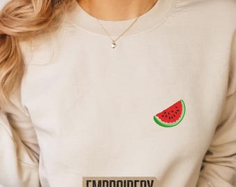 Geborduurd sweatshirt, sweater watermeloen icoon, hoodie voedsel, hoodie fruit, sweater watermeloen minnaar cadeau, hoodie esthetische watermeloen