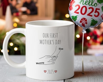 Custom Our First Mother's Day Mug, Personalized Name Mug For Mom, First Time Mom Gifts, First Mother's Day Mug, Handmade Mug, Gift For Her