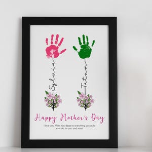 Custom Mother&#39;s Day Print, Wall Art Decor, Gift for Mother, Mother&#39;s Day Gift, Handprint Wall Art, Kid Handprint Art, Mom Birthday Gift