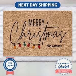 Personalized Christmas Doormat, Family Name Doormat, Merry Christmas, Christmas Decor, Porch Decor, Custom Doormat, Personalized Decor