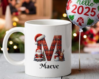 Custom Holiday Mug, Personalized Name Mug, Custom Coffee Mug, Christmas Gifts, Custom Initial Mug, Letter Mug, Xmas Gift Ideas, Initial Mug