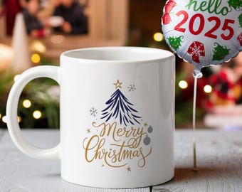 Christmas Tree Mug, Merry Christmas Mug, Christmas Gift for Friend, Christmas Gifts, Gift for Teacher, Mom Coffee Mug, Festive Mug