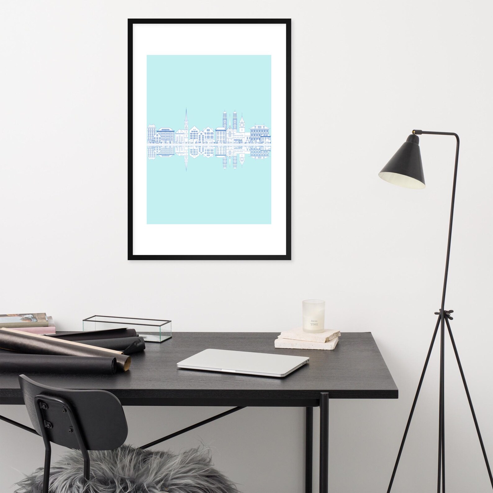Framed Poster Zurich Switzerland Baby Blue Etsy