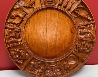 Opon Ifá – Rooster Divination Board (Hand-Carved in Cedar)
