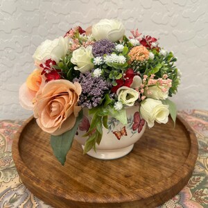 Handmade Faux Rose Arrangement: Cottagecore Butterfly Vase