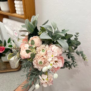 Handmade Pink Faux Floral Bouquet: Fairycore Coquette Decor