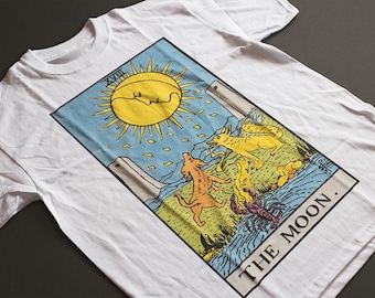 The Moon Tarot Card T-shirt, Witchy Mystical Graphic Tee