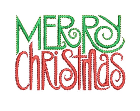 Merry Christmas Word Art Embroidery File Decorative Holiday - Etsy