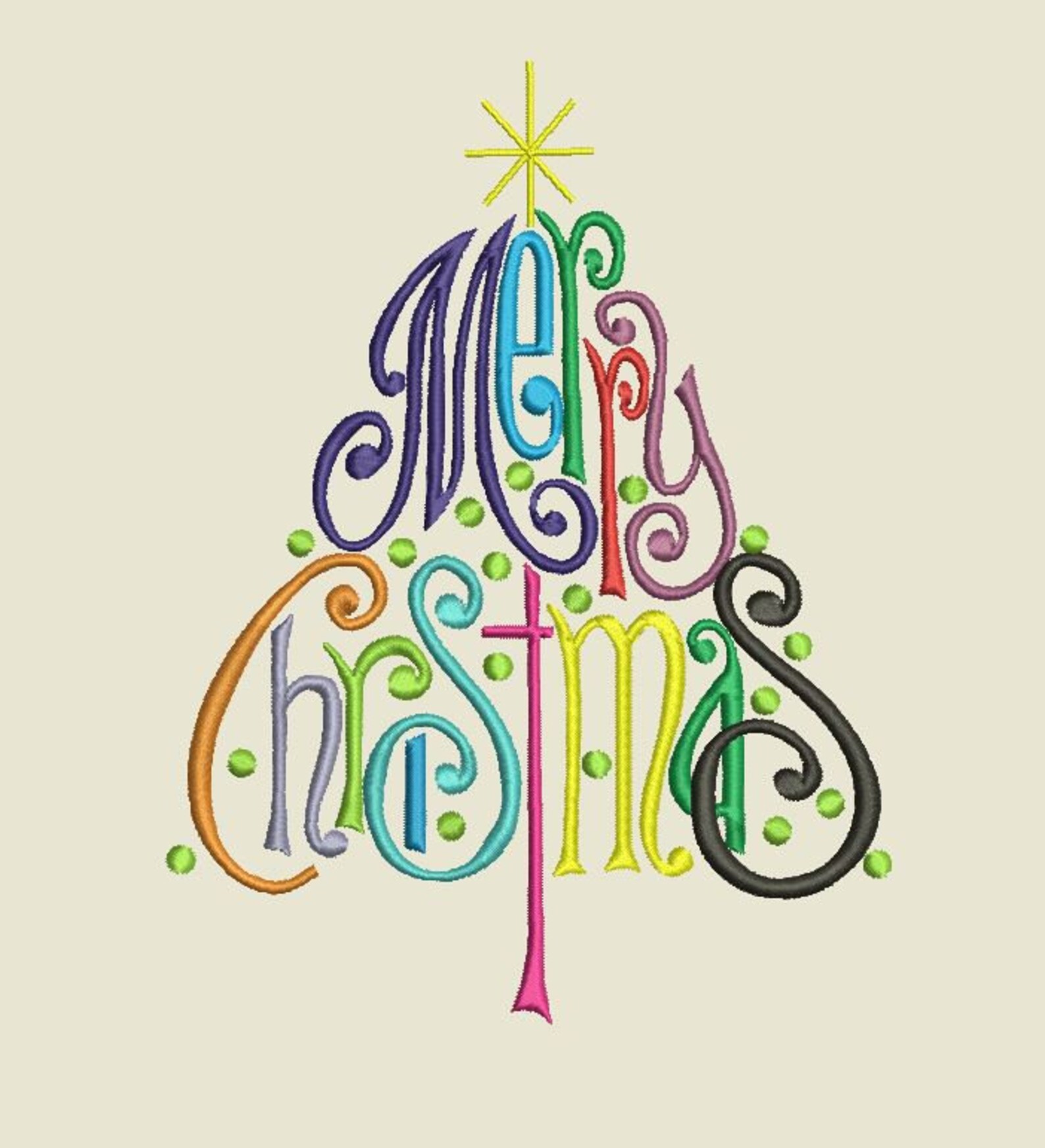 Merry Christmas Tree Embroidery File Word Art Decorative Holiday Season Gift Machine Design Sign