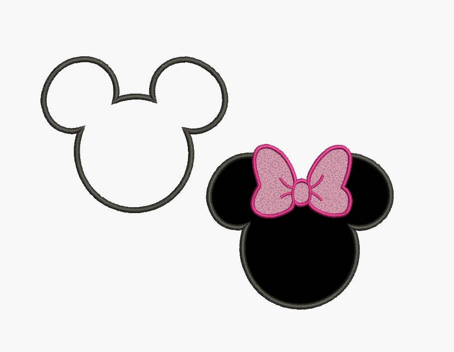 Mickey Mouse Ears and Minnie Ears Applique embroidery File Machine ...