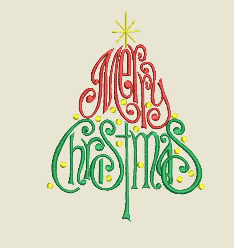 Merry christmas tree embroidery file word art decorative  etsy uk Merry christmas tree embroidery file word art decorative  etsy uk