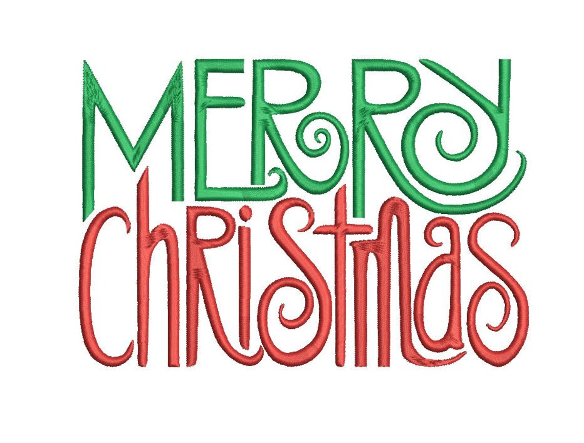 Merry Christmas Word Art Embroidery File Decorative Holiday Season Gift