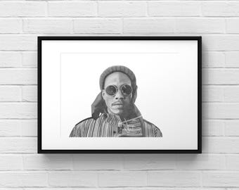 Anderson Paak • Ja Lawd | Hip Hop Kunstdruck | Musik-Porträt-Kunst | Hip Hop Wand Dekor
