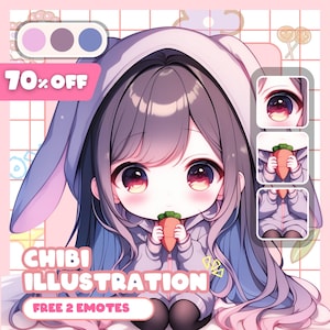 Aangepast kawaii-portret, kawaii-portret, paarportret, chibi-portret, chibi-personage, anime-portret, gepersonaliseerd cadeau, vaderdagcadeau