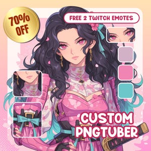 Cute Girl PNGTuber Model | Kawaii Chibi Avatar | Ready For Twitch | Streamlabs | Cat Kitty | Streaming | OBS | Premade PNG Tuber | Discord