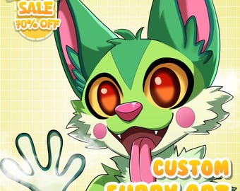 Commissione artistica personalizzata in stile furry / Ritratto di personaggio antropomorfo personalizzato (file digitale)