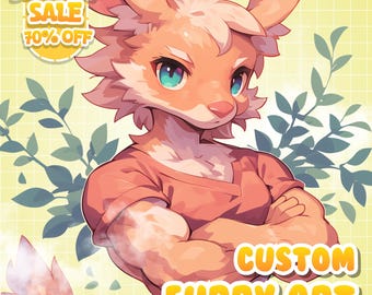 Commissione artistica personalizzata in stile furry / Ritratto di personaggio antropomorfo personalizzato (file digitale)