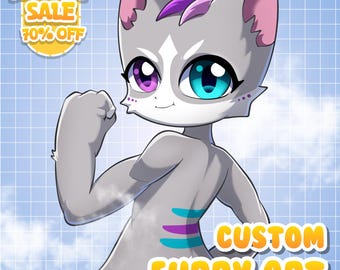 Commissione artistica personalizzata in stile furry / Ritratto di personaggio antropomorfo personalizzato (file digitale)