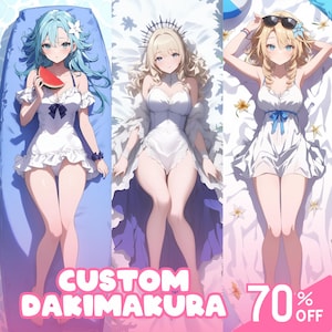 Custom Drawing Anime Art Commission Dakimakura Body Pillow Cover | Anime, Vtuber | Furry | Original Character