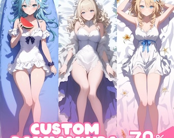 Custom Dakimakura Anime Art Commission Dakimakura Body Pillow Cover for Waifu, Husbando, OC, SFW, Vtuber, Furry Art, Couple, Fan Art