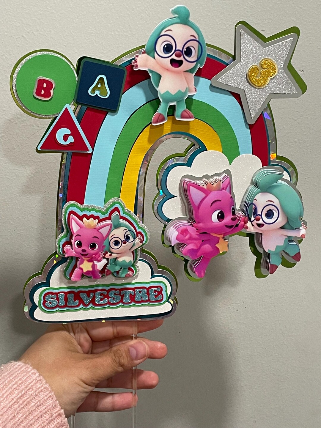Hogi Pink-fong Caketopper/pinkfong and Hogi Cake Topper/ Hogi Pinkfong ...
