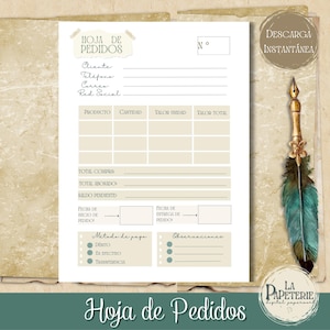 Order Form, Order Template, Printable, Order Form in Spanish, Order Template, Order Form for Printing