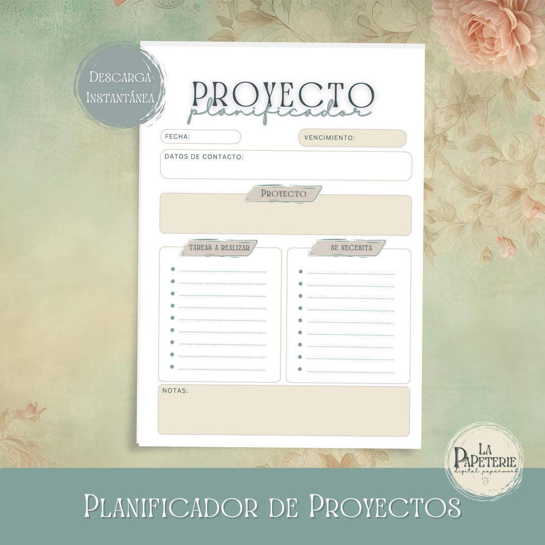 A4 Project Sheet.pdf Printable Project Planner Sheet in PDF | Project Organization and ...