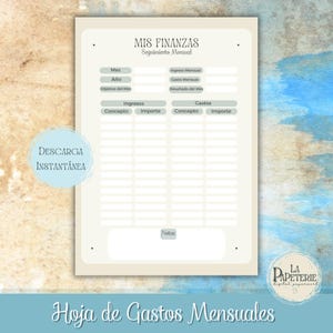 Monthly Expense Control PDF A4 | Expense Tracker and Budget | Personal Financial Organizer | Expense Sheet | My Finances