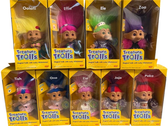 1998 Treasure Troll Tish & Ono 5” Brand New in Box Vintage