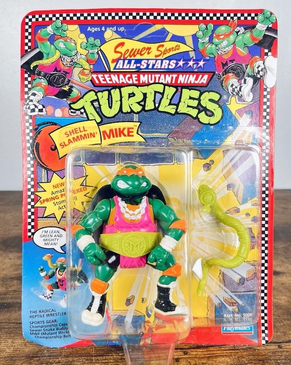 スラキュア、スリミータイム、マヌカジセン Vintage 1991 TMNT Michelangelo – Sewer Sports Star “shell Slammin