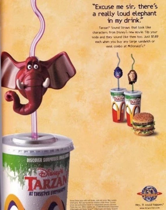 1997 Mcdonald's Disney Tarzan Sound Straws! Sold Separately - Etsy