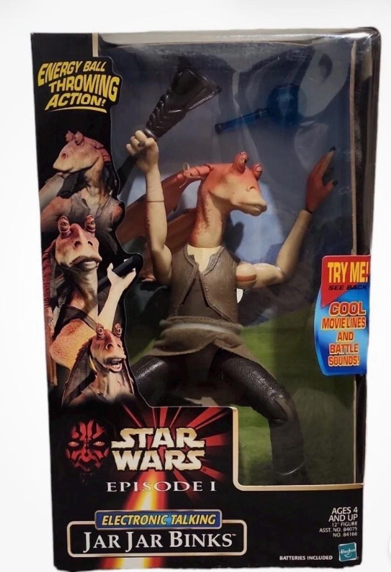 1999 Vintage Hasbro Jar Jar Binks Talking Electronic 12