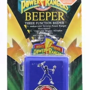 Beeper de tres funciones Mighty Morphins Power Rangers 1993 Vintage NUEVO Azul